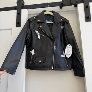 NWT kids scoop vegan leather black moto Biker Jacket